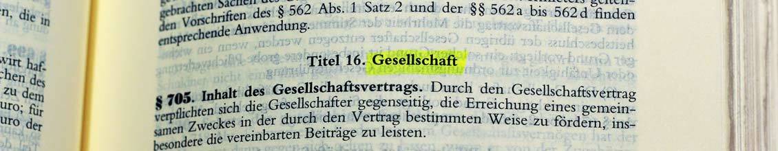 Bild Paragraph 705 Gesellschaft Inhalt des Gesellschaftsvertrags
