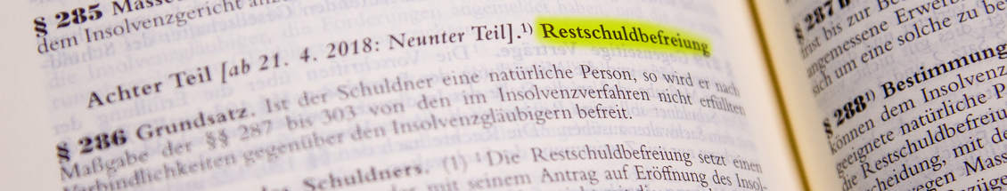 Schuldnerberatung Insolvenzrecht Gesetzbuch aufgeschlagen bei § 286 Insolvenzordnung