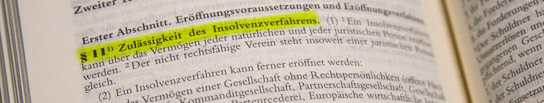 Gesetzestext markiert bei § 11 InsO