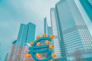 Bild von Hochhäusern und einem Eurozeichen davor